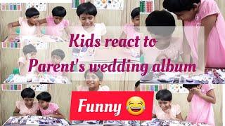 Kids react to parents' wedding album