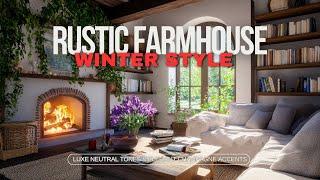 Rustic Farmhouse Winter Style: Luxe Neutral Tones & Elegant Champagne Accents