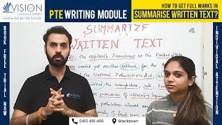 How to get Full Marks in Summarize Written Text | PTE Writing Module | Vision Language Experts