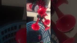 125dB Full Complete System 5 Trumpet Musical Sound Air Horn with Compressor, Red 5 Trumpet Air Horn