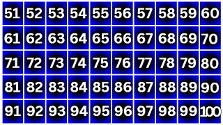 51 to 100 |  Learn To Count 51 to 100 | Numbers Counting 51 to 100 | Counting 51-100 In English