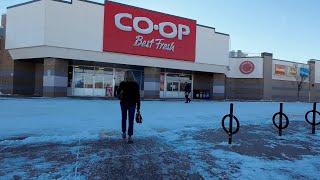 Co-Op Grocery Shopping on a Chilly Day in Calgary