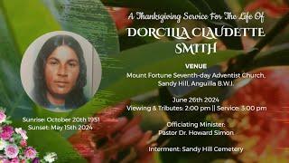 A Thanksgiving Service For The Life Of Dorcilla Claudette Smith || June 26th 2024