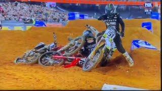 Bad Start  Jett Lawrence and Cooper Webb Crashes At AusX Open Supercross Race 2