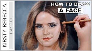 Step by step PASTEL portrait tutorial! // Emma Watson drawing!