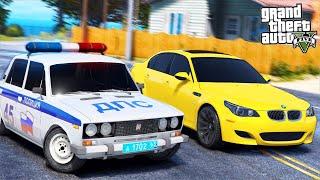 ПОГОНЯ В GTA 5 - ПОЛИЦЕЙСКИЕ ГОНЯТСЯ ЗА УГНАННОЙ BMW M5! ПОПАЛИ В ДТП! ВОТЕР