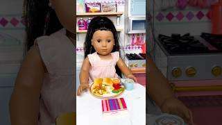 Doll Cooking Breakfast In Dollhouse Kitchen With Toy Foods #shorts #babydolls #dolls #doll