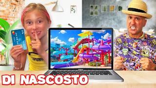 GIORGIA COMPRA UNO SCIVOLO ACQUATICO GIGANTE DI NASCOSTO CON LA CARTA DI CREDITO DI PAPÀ SALVO!