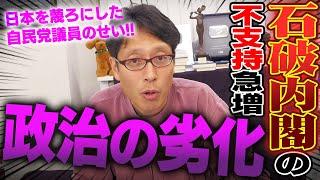 石破内閣！不支持率急増！日本の政治が劣化している！