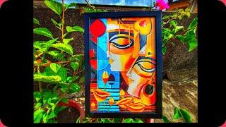 Radha Krishna Canvas Painting। Creative Art। Abstract Radha Krishna Art। Acrylic Colour on Canvas