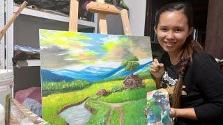 Creating a Stunning Impressionist Countryside Landscape | Big Commission Painting in Mixed Media