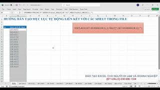 Hướng dẫn cách tạo mục lục các sheet tự động bằng công thức