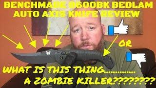 Benchmade 8600BK Bedlam Auto Axis Knife Review Unboxing Tactical Zombie Killer Hunting Fishing