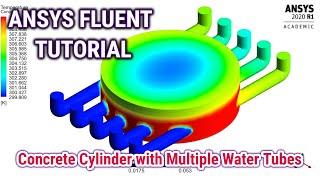 ANSYS Fluent Tutorial | CFD Analysis in a Concrete Cylinder with Multiple Water Tubes | ANSYS 20 R1