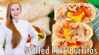 EASY Stuffed Pork & Pepper Burritos With Homemade Mango Salsa