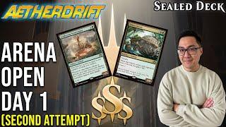 Opening A Busted Sealed With 5 Green Rares For A Shot At $2000 |Arena Open Day 1| Aetherdrift Sealed