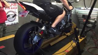 2015 yamaha R1M akrapovic exhaust base dyno run.