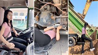 Female Truck Driver Dayeon Diligently Handles Tough Jobs at the Worksite