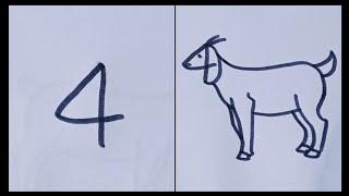 How to draw a Goat animal drawing // Goat drawing from number 4 //easy drawing step by step