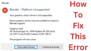 How To Fix Blender Unsupported Graphics Card Or Driver - Hindi