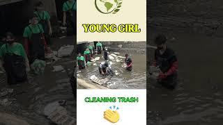 cleaning up a traggic river  #satisfying #cleaning #cleaningmotivation #pollution