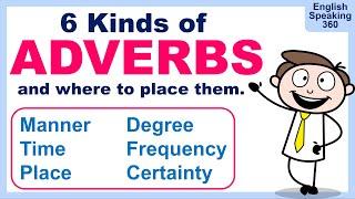 6 Kinds of Adverbs in English and Where to Place them Correctly in a Sentence.