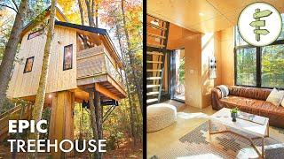 Fantastic Modern Tiny Tree House Built to Perfection - OFF GRID CABIN TOUR