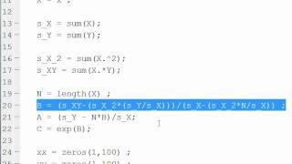 MATLAB Exponential curve fitting script description