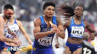 Team USA sets world record in mixed 4x400 relay, advances to finals | NBC Sports