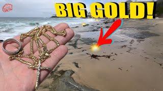 I Found BIG GOLD Metal Detecting This Small SoCal Beach!!