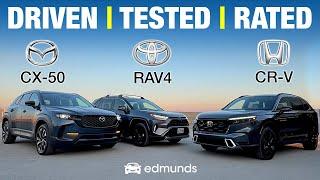 Honda CR-V Hybrid vs. Toyota RAV4 Hybrid vs. Mazda CX-50 Hybrid | Small Hybrid SUV Comparison Test
