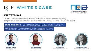 WEBINAR | PRACTICAL TIPS ON DRAFTING DISPUTE RESOLUTION CLAUSES IN INTL CONTRACTS -PITFALLS TO AVOID