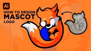 Adobe Illustrator Tutorial: How to Design Fox Mascot Logo From sketch | Hiru Designs