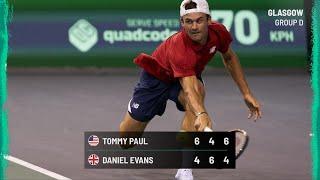 Tommy Paul v Dan Evans | USA v GBR | Day 2 Match 1 Highlights