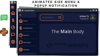 Animated popup notification and side menu widgets | Free Source Code | Python PyQT PySide QT