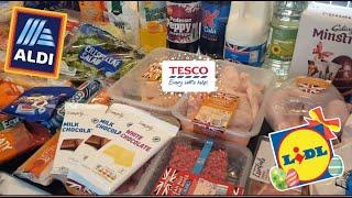 Aldi, Lidl, Tesco and Homebargains UK Grocery Haul, £63 with prices. Preparing for Easter.