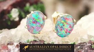 Gold Earrings, Green Earrings, Opal Stud Earrings - Australian Opal Direct | Worldwide Shipping