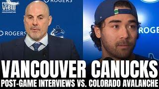 Rick Tocchet & Kiefer Sherwood Recap Canucks Win vs. Colorado, First Career Hat Trick for Sherwood