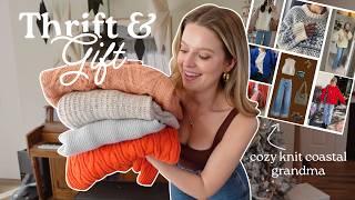 THRIFT + GIFT | cozy knitted costal grandma capsule wardrobe | thrift haul for a subscriber!