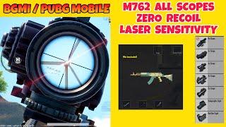 M762 All Scope Sensitivity BGMI PUBG MOBILE | M762 RedDot  3x 4x 6x 8x Zero Recoil Sensitivity PUBG