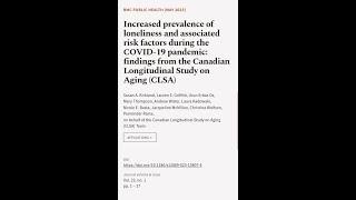 Increased prevalence of loneliness and associated risk factors during the COVID-19 pa... | RTCL.TV