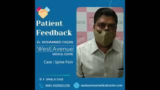 Patient review who recovered from spine pain through Dr.mohmmad faizan's treatment