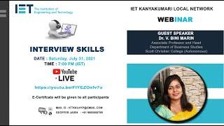 INTERVIEW SKILLS - IET KKLN Webinar by Dr. V. Bini Marin