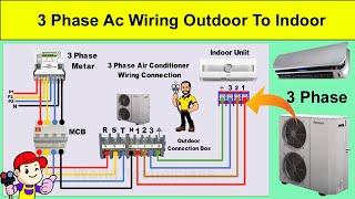 3 Phase Air Conditioner Wiring Connection Diagram Outdoor To Indoor || Three Phase Ac ky Connection