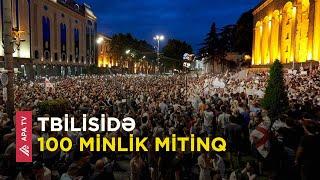 Gürcüstanın hakim partiyası Tbilisidə 100 minlik "cavab mitinqi" keçirdi - APA TV