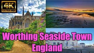 Worthing Beach View 4k UHD (60FPS) | England| walking tour  2022 #worthing