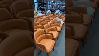 Orange leather upholstery luxury Hotel restaurant dining Chairs #hotelfurniture #diningchair #chairs