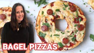 The EASIEST Lunch for Kids! Bagel Pizzas!