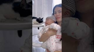 It's amazing how cats treat babies