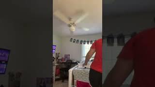 Girl Accidentally Breaks Ceiling Fan Blade While Trying to Throw Her Crutch - 1362269